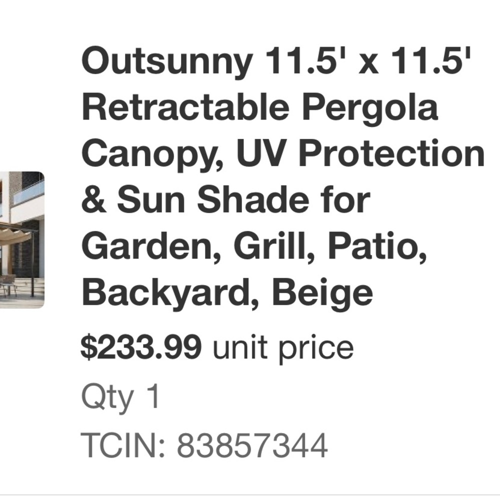 Retractable Pergola Canopy - Beige Shade Fabric